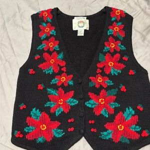 Christopher & Banks women’s medium knit sweater vest-hand embroidered